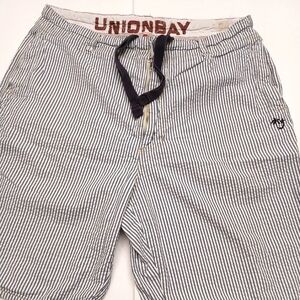 UNION BAY MEN'S shorts | Size 38 | Blue stripes/ Navy drawstrings